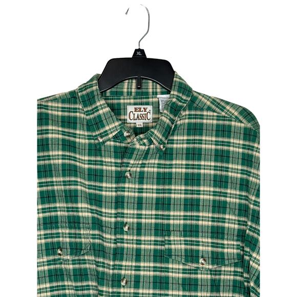Ely Cattleman Men's Shirt Western Textured Plaid Button Up Long Sleeve Green XXL - Picture 5 of 11